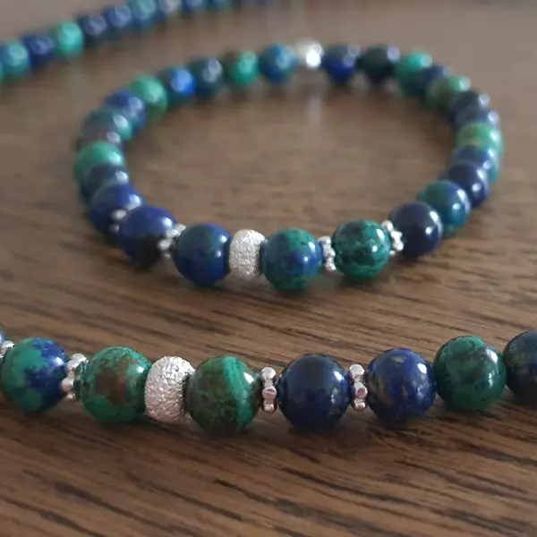 Heilsteinset Heilsteinarmband Heilsteinkette Azurit-Malachit
