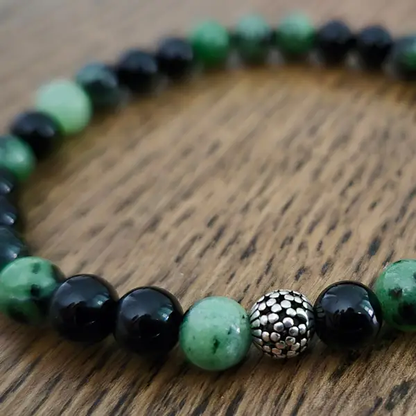 Heilsteinarmband Zoisit Turmalin schwarz